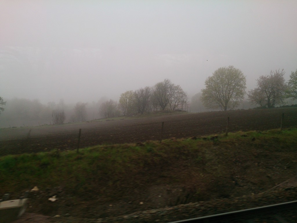 dimma utanför tågfönstret